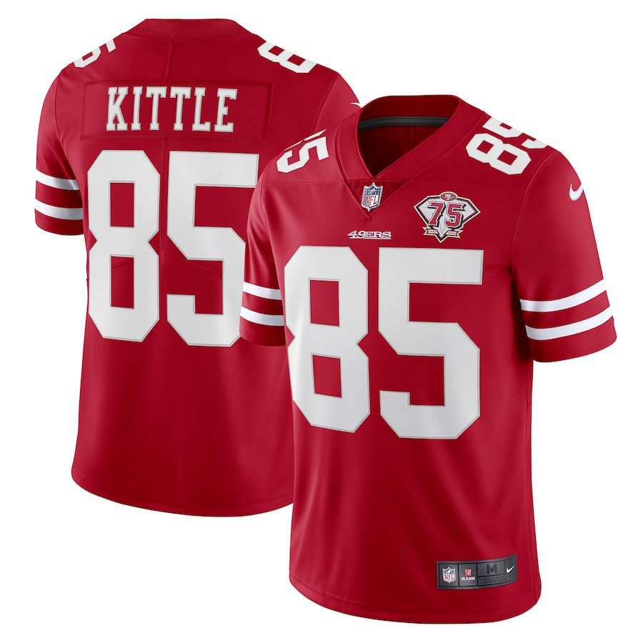 Men San Francisco 49ers #85 George Kittle Nike Scarlet 75th Anniversary Vapor Limited NFL Jersey